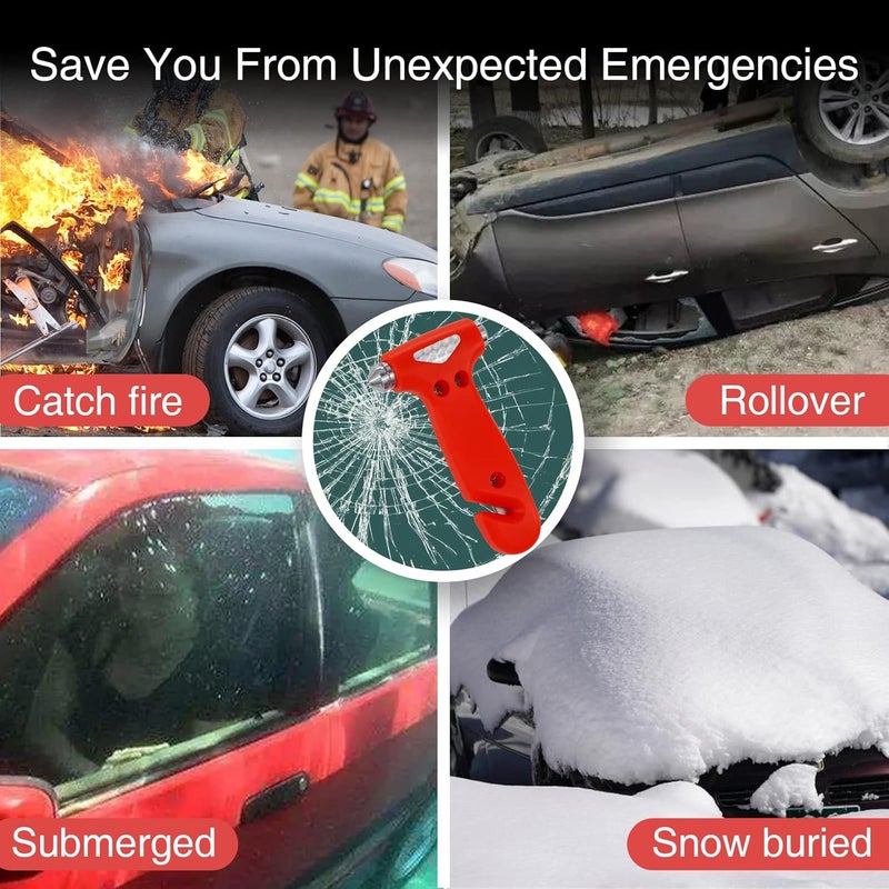 Zenhon Car Safety Hammer for Lady, Red 3-in-1 Emergency Escape Tool with Window Breaker and Seat Belt Cutter, Safety Emergency Car Escape Tool Gift for Family - Image 5